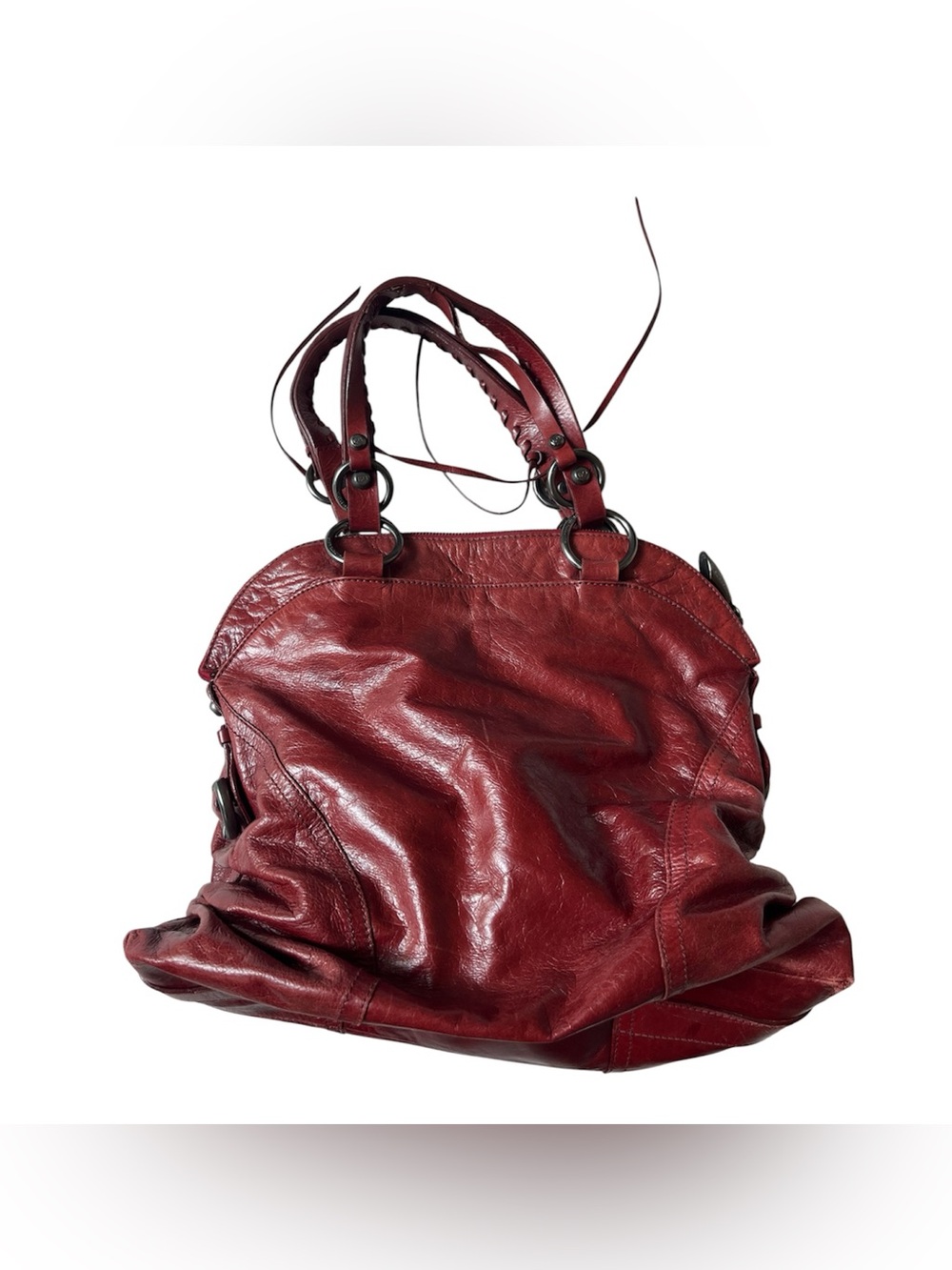 FRANCESCO BIASIA BURGUNDY SATCHEL HOBO LEATHER PURSE BAG